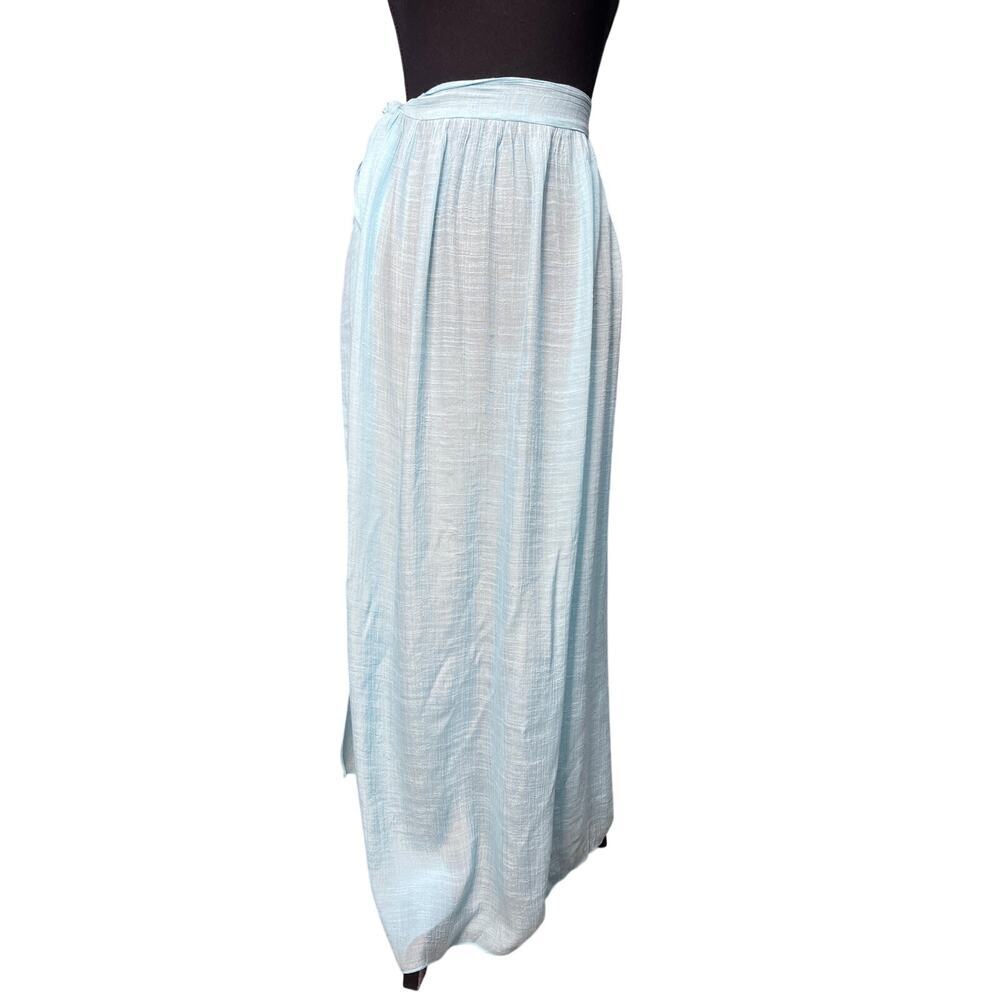 Maxi Wrap Skirt Women Blue S Tie Waist Beach Resort Slit Cover Up tropical